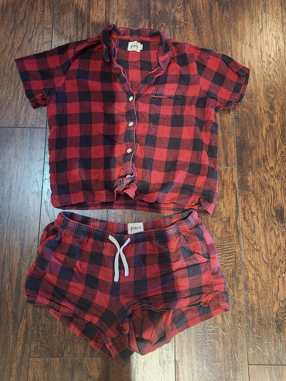 Pact Red & Black Buffalo Plaid Short Pajama Set